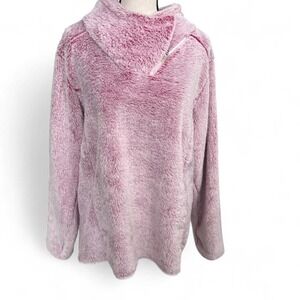 St. John's Bay Pink Faux Fur Pullover with Kangaroo Pouch Women's Size XL